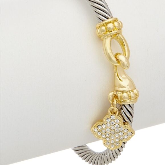 JUVELL 18K Plated CZ Twisted Cable Bangle - Picture 3 of 5